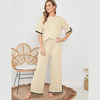 High Waist Slim Wide Leg Pants Women's Set