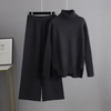  Sweater Wide Leg Pants Turtleneck Heavy Sweater Two Piece Set Women Clothing
