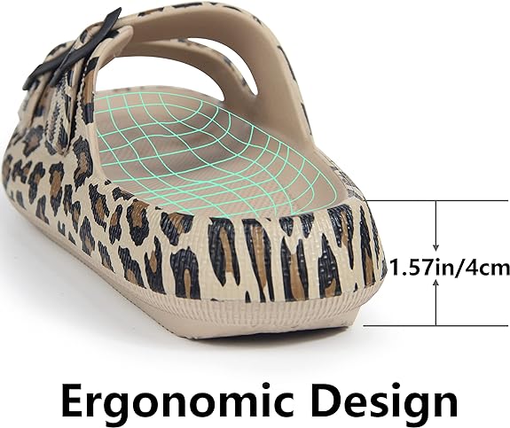 Cloud Slides Slippers for Women Men Shower Sandals Non Slip Soft Sole Thick Foam Double Buckle Adjustable House Shoes