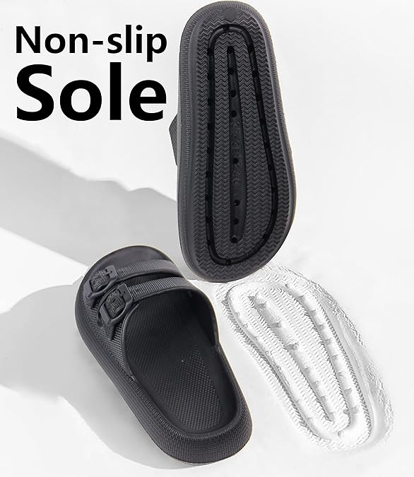Pillow Slippers Double Buckle Adjustable Slides EVA Flat Sandals