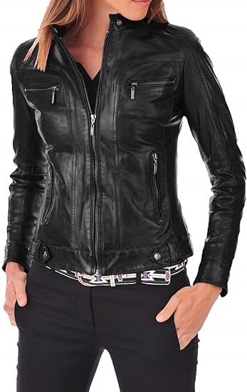 Women Leather Jacket - Zipper Closure Biker Lambskin Leather Jacket's For Girl