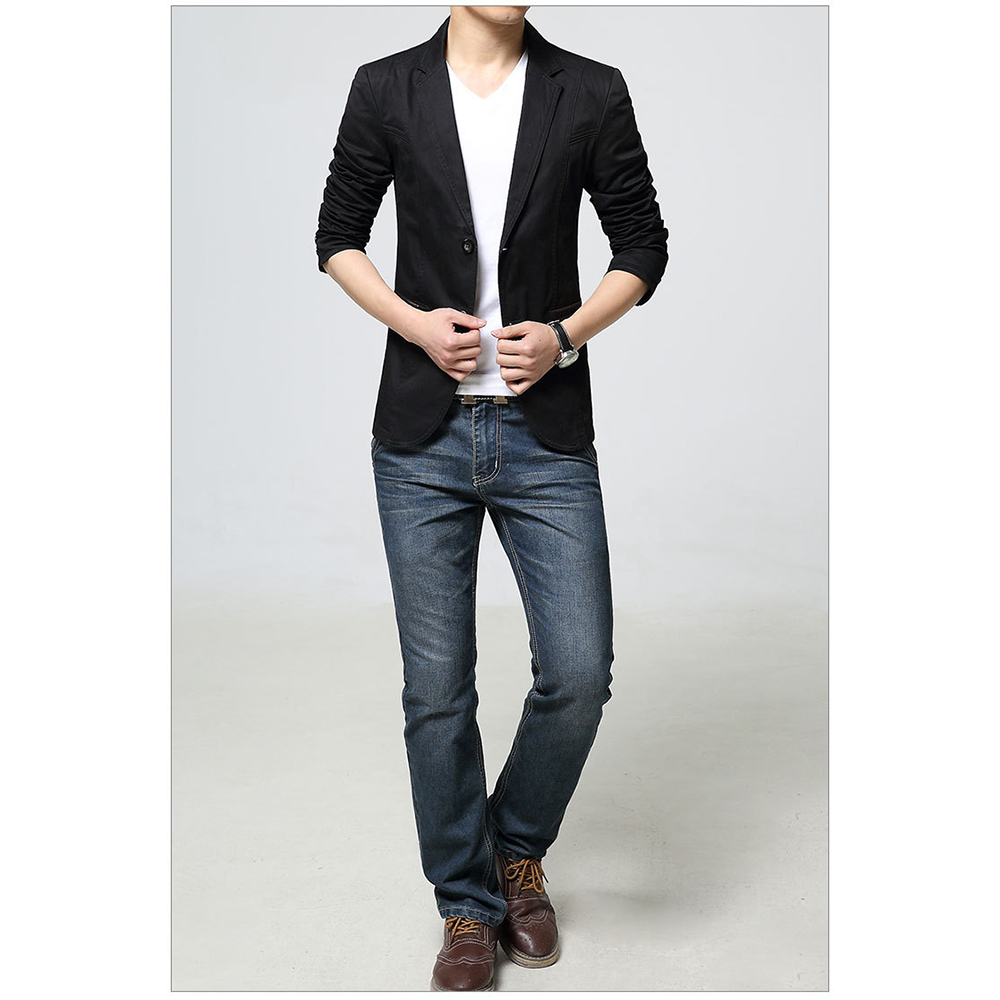 Men's Business Casual Solid Small Suit Cotton Men's Suit Jacket Top