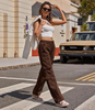 Women Pants High Waisted Cargo Pants Combat Military Trousers Wide Leg Casual Pants 8 Pockets