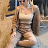 Women Clothing Fashion V Neck Solid Color Button Thickened Suit Sweater for Women