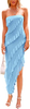 Womens Strapless Tube Asymmetrical Ruffle Maxi Bodycon Dress