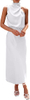Women's 2024 Summer Satin Dress Elegant Sleeveless Mock Neck Cocktail Party Maxi Dresses
