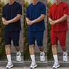 Men Casual Short Sleeve T-shirt Shorts Solid Tracksuit Set Men's 2 Pieces Sets