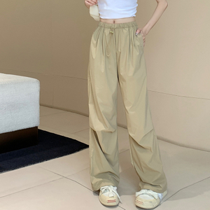 High Waist Drawstring Casual Loose Wide Leg Pants Women Streetwear Hiphop Hot Pants