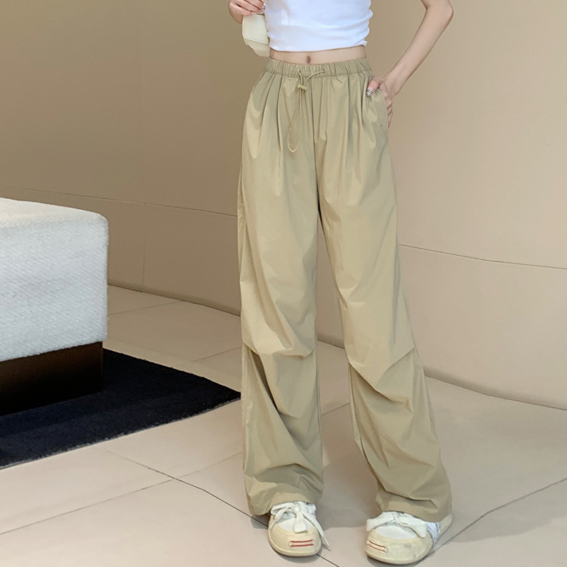 High Waist Drawstring Casual Loose Wide Leg Pants Women Streetwear Hiphop Hot Pants