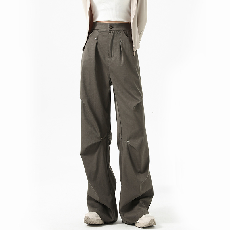 Hip Hop Ruched Wide Leg Pants Plus Size Pants Women's Pants & Trousers