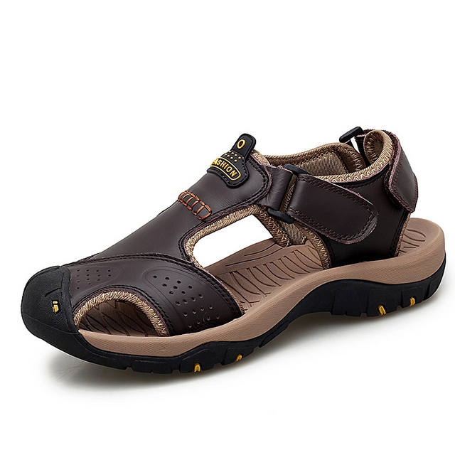 Accept OEM Custom LOGO Genuine Leather Summer Hiking Beach Water Sandals