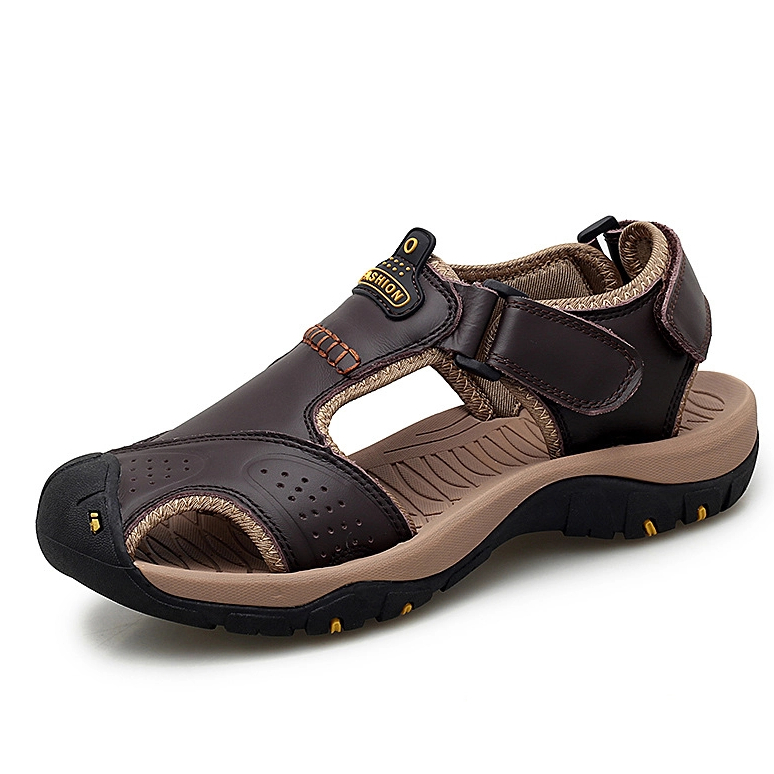 Accept OEM Custom LOGO Genuine Leather Summer Hiking Beach Water Sandals