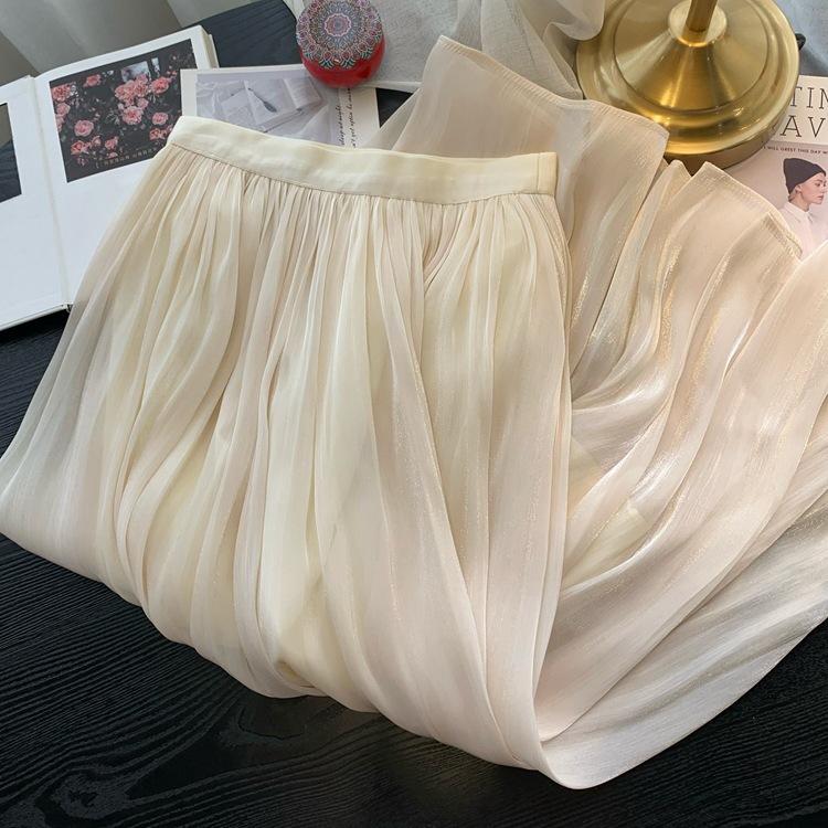 Women Summer A-Line Pink Skirt Femme Stretch High Waist Women Boho Summer Long Solid Skirt