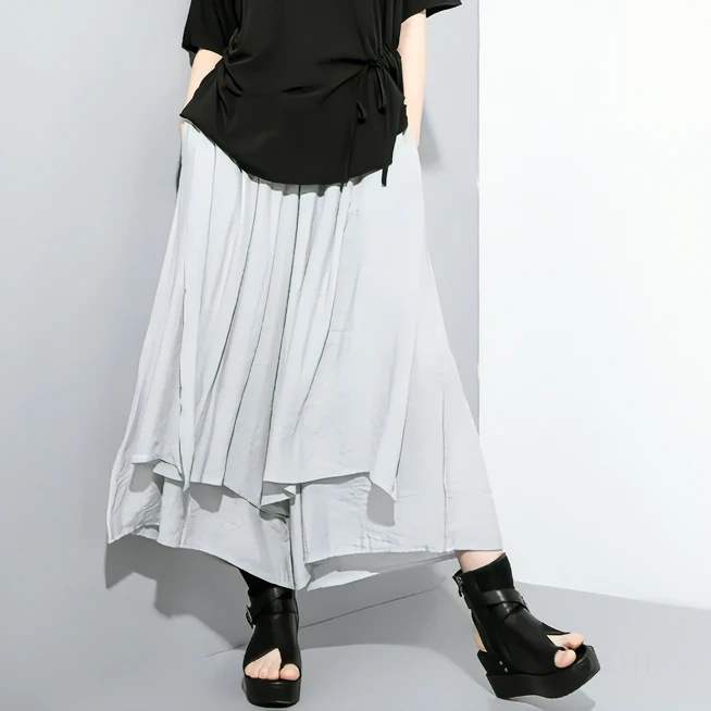 Women's Puffy Skirts with Flower Pleats Minimalist Design Comfortable And Natural Waistline Plain Dyed
