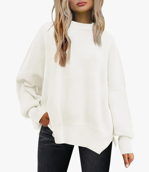 Women S Round Neck Bat Sleeve Sweater