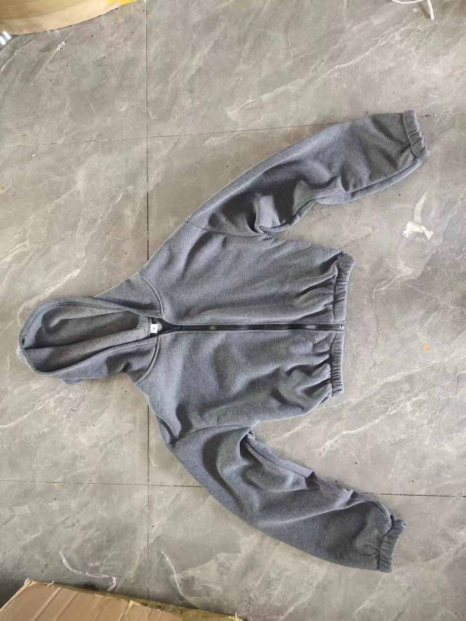 Women's Fashion Zipper Hoodie Cropped Jacket Solid Color Short Long Sleeve Loose Hoodies for Female's