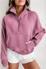 Sweatshirts In Bulk Long Sleeve Women Quater Zip Sweatshirt Round Neck Blank Loose Fit Sweatshirt