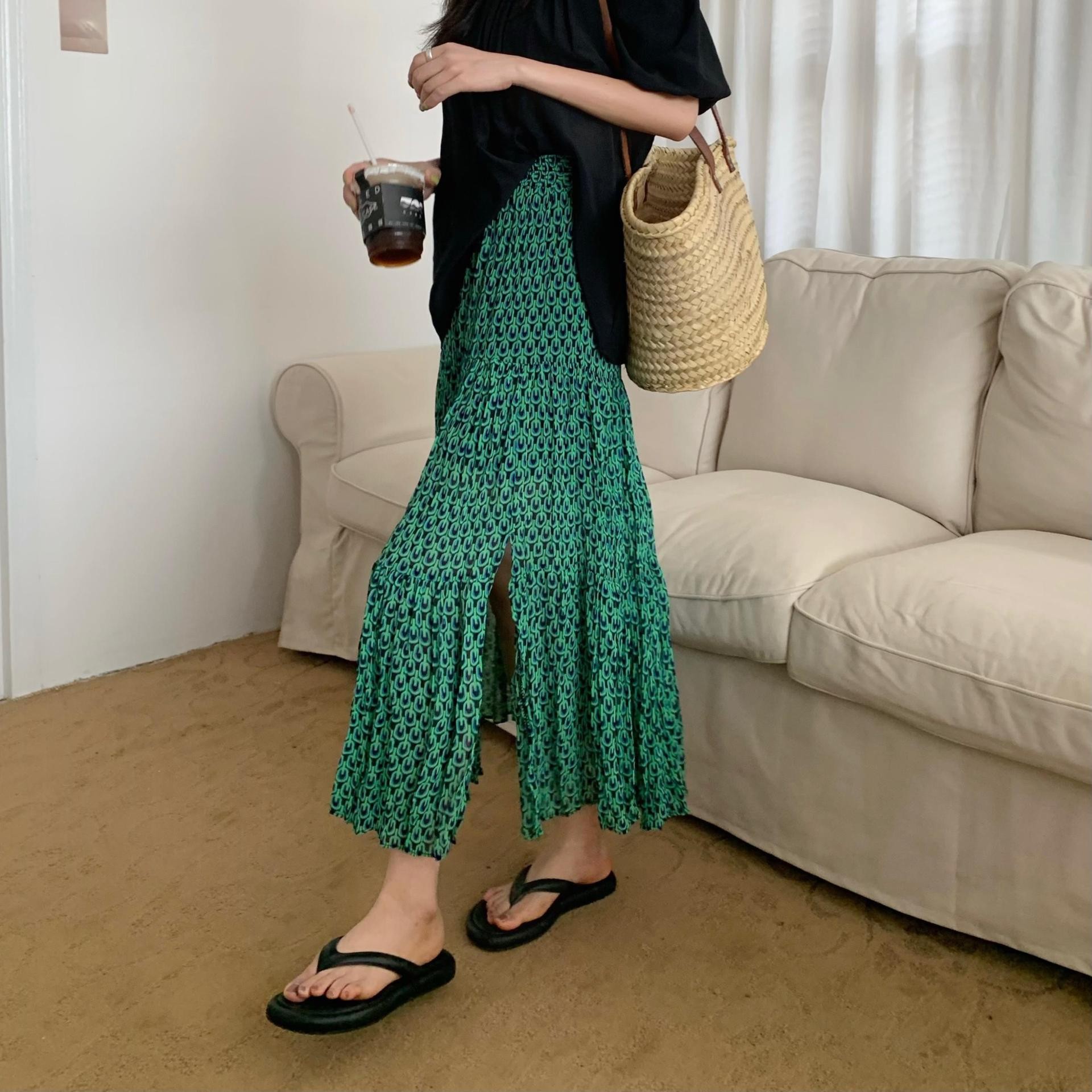 Fashion Long Maxi A-line Elastic Waist Women Skirts