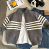 Winter Coat Kids Long Sleeve Zip Full Placket Cotton Knitted Children Sweater