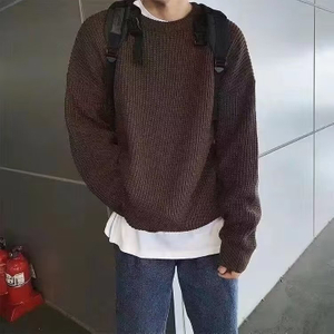 Men Autumn Solid Color Wool Sweaters Slim Fit Men Street Wear Clothes Knitted Sweater Men Pullovers