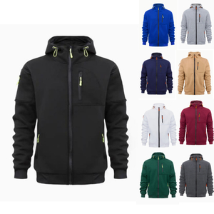 Men's Fashion Oversize Cotton Hoodie Custom Logo Embroidery Long Sleeve Pullover with Zipper 