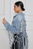 Trendy Backless Tassel Short Denim Jacket Hollow Out Jacket Jean Woman Mesh Denim Jacket Girl