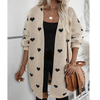 Valentine's Day Love Knit Cardigan Love Pocket V-neck Mid-length Coat