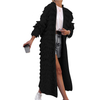 Fall Women Tassel Knitted Jacket Fashion Winter Solid Color Long Cardigan Coat With Tassel