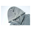 Custom Print Logo No String Acid Wash Hoodie Cotton Thick Design Streetwear Heavyweight Denim Oversize Men Hoodie