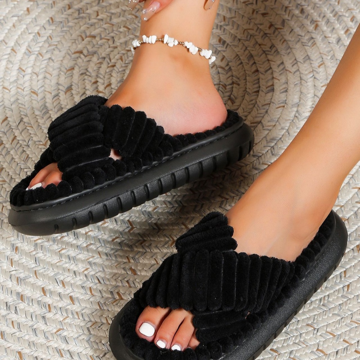 Indoor Outdoor House Thick Sole Cotton Slippers Non-slip Soft Plush Warm Winter Slippers for Women
