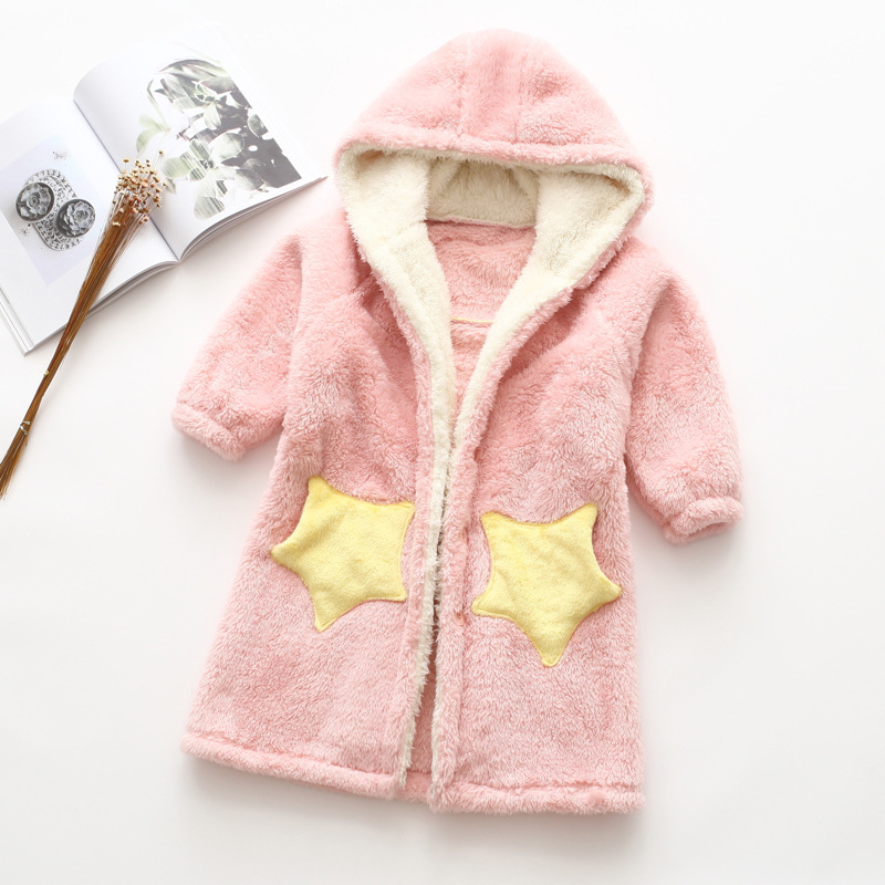 Pajamas Cute Housecoat Cartoon Star Sweet Coral Fleece Sleepwear
